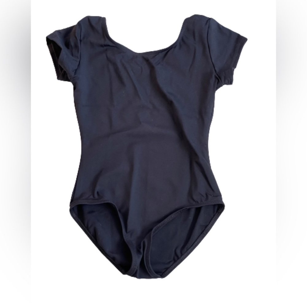 Capezio Short Sleeve Leotard Girls Large Black
